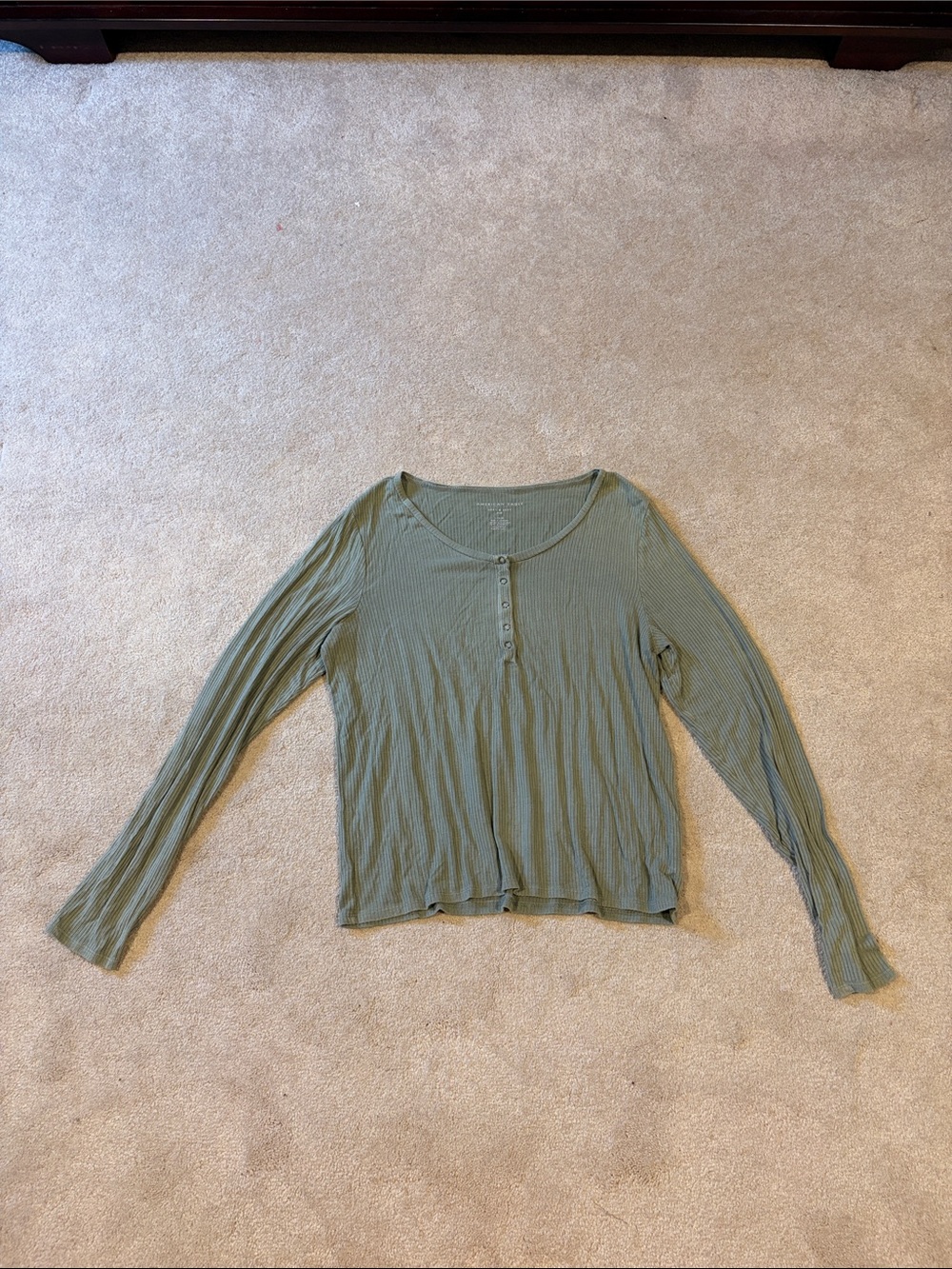 American Eagle Outfitters olive ribbed long-sleeve tee